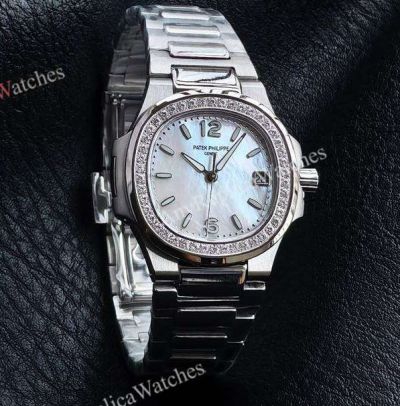 RRR Factory Patek Philippe Nautilus Cal.E 23-250SC Movement 32mm White MOP Face Women Watch
